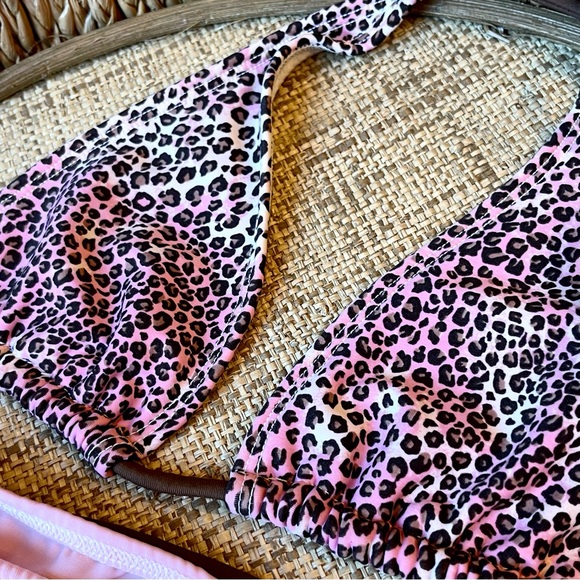 SOL Y ARENA 👙 Pink & Brown Animal Print Bikini | SZ S/P - Picture 3 of 11